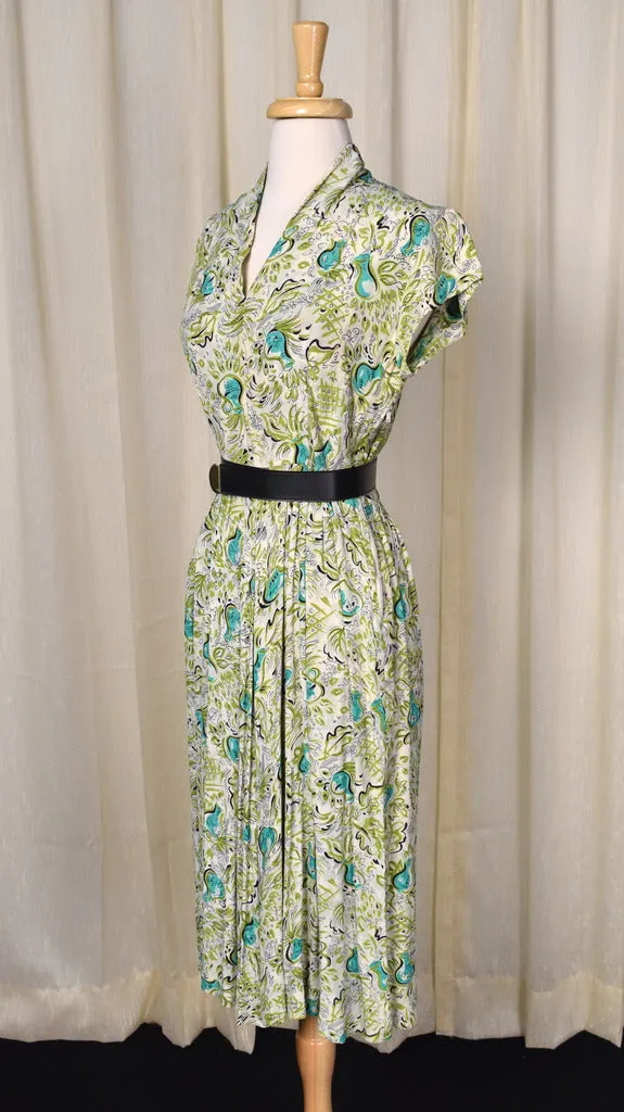 1940s Vase Print Novelty Dress