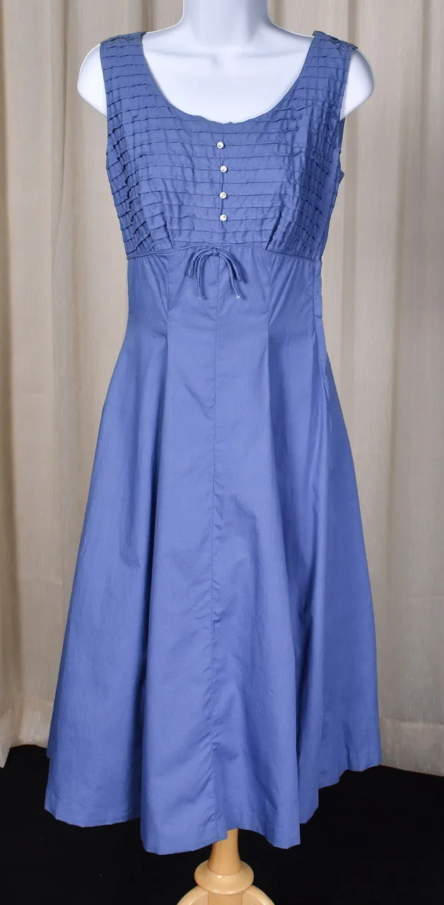 1950s Betty Barclay Blue Rhinestone Button Dress