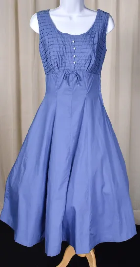 1950s Betty Barclay Blue Rhinestone Button Dress