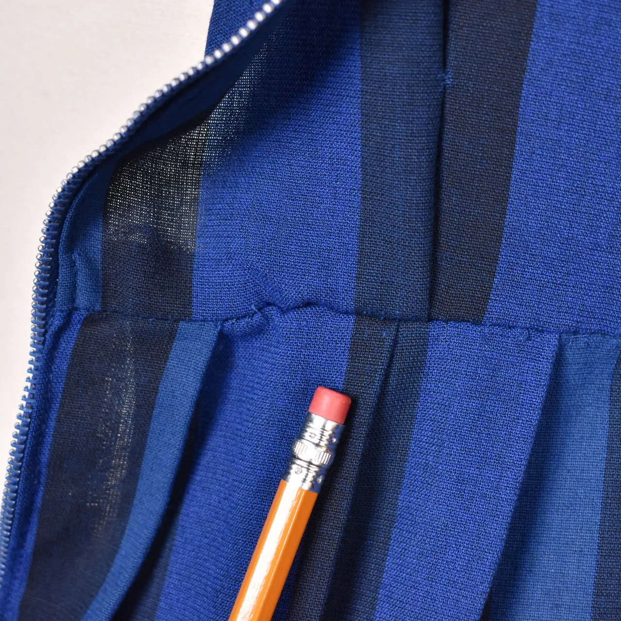 1950s Black & Blue Striped Dress