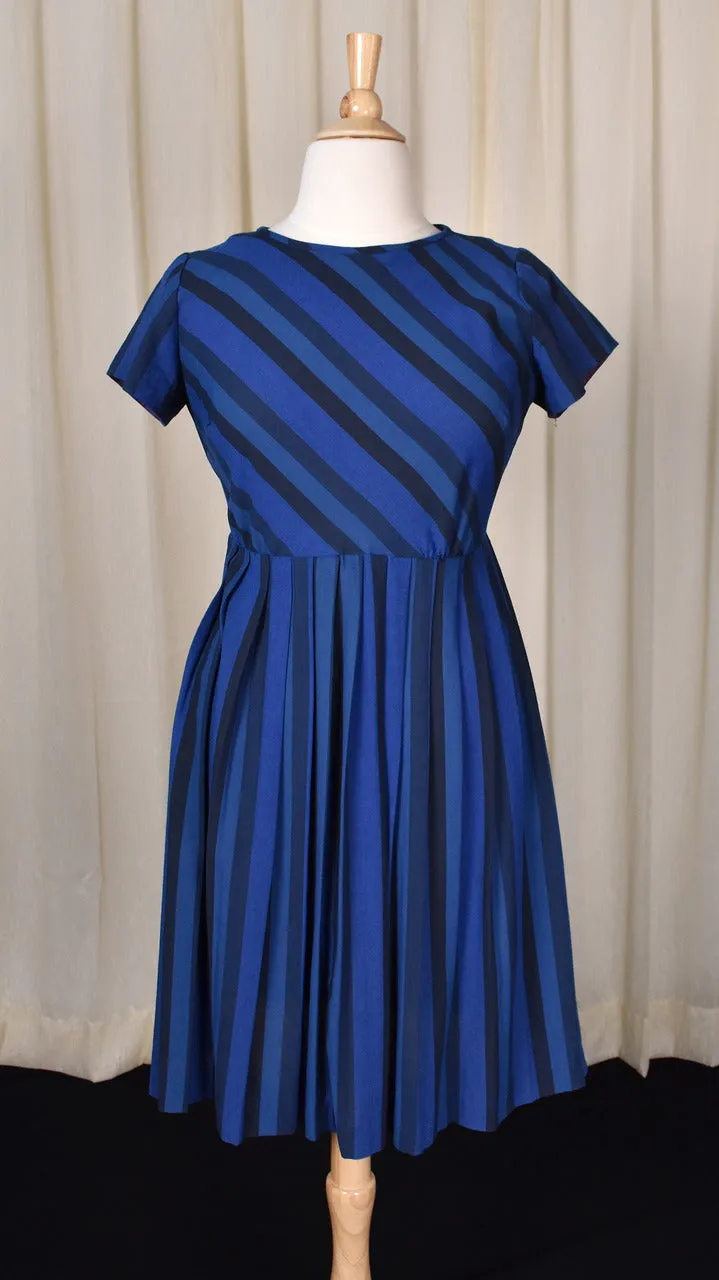 1950s Black & Blue Striped Dress