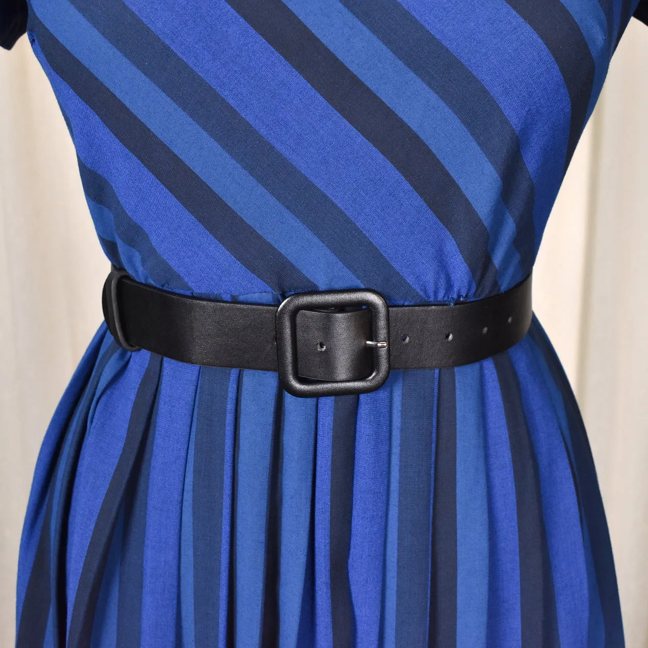 1950s Black & Blue Striped Dress