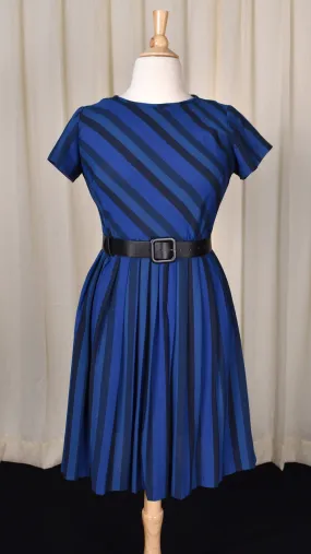 1950s Black & Blue Striped Dress