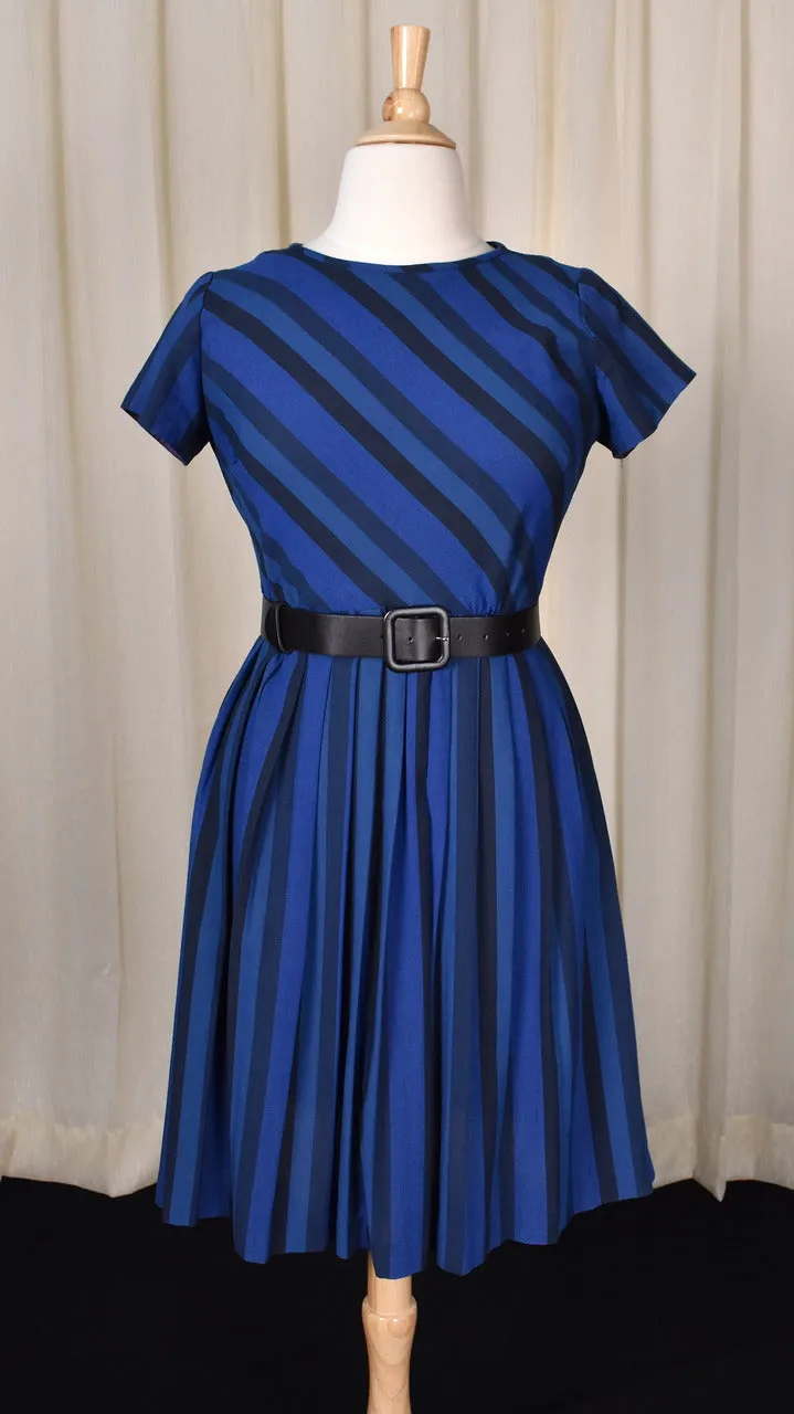 1950s Black & Blue Striped Dress