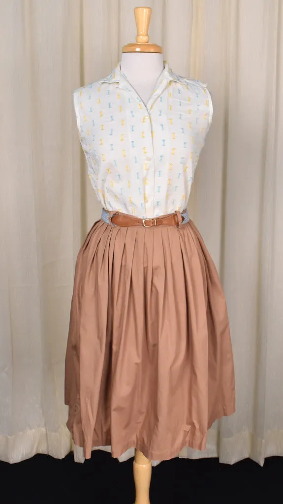 1950s Brown Gathered Full Skirt