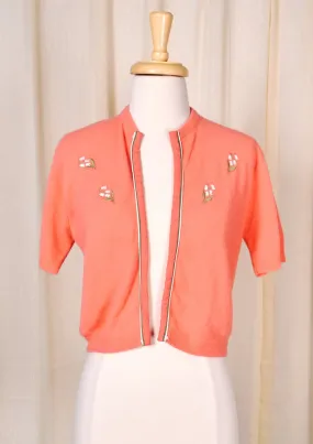 1950s Coral Lily Cropped Cardi