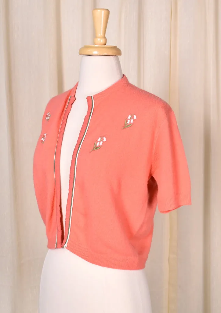 1950s Coral Lily Cropped Cardi