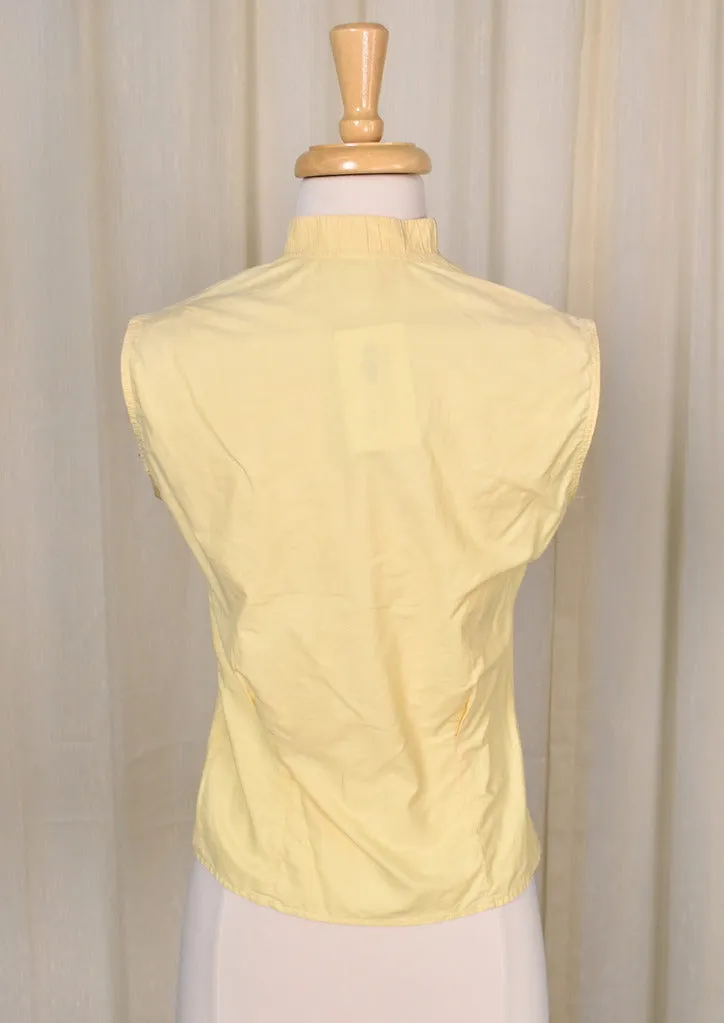 1950s Faux Pocket Sleeveless Blouse