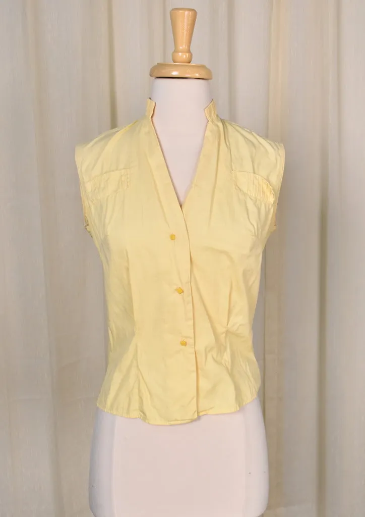 1950s Faux Pocket Sleeveless Blouse