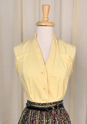 1950s Faux Pocket Sleeveless Blouse