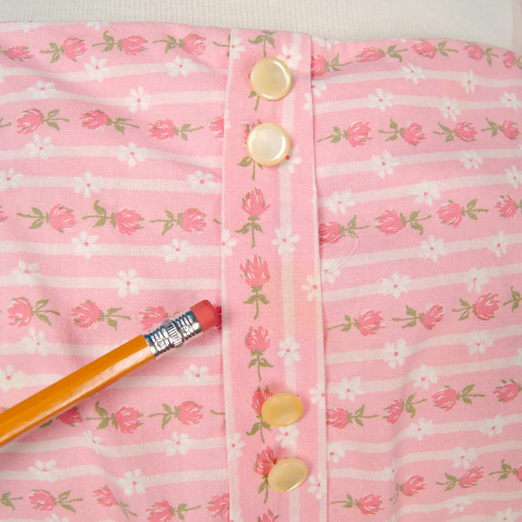 1950s Pink Roses & Lace Dress