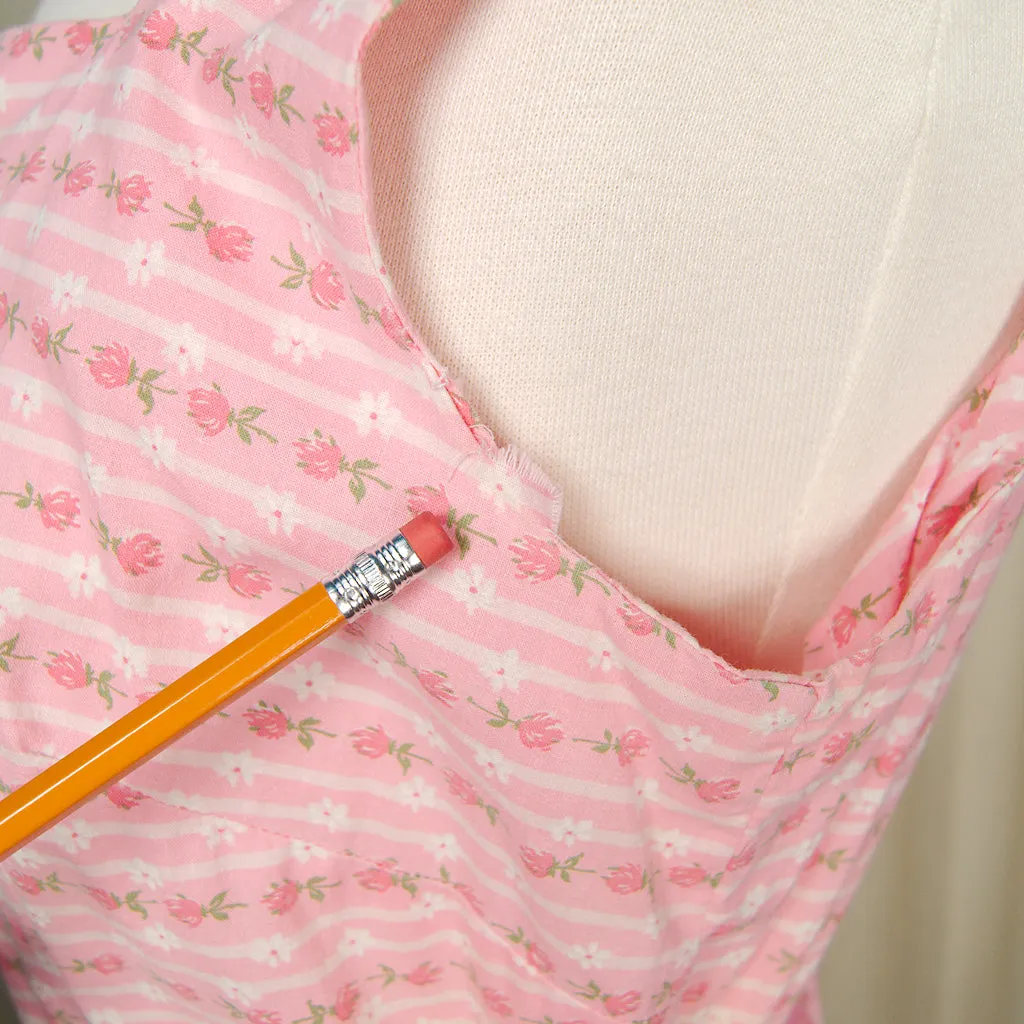 1950s Pink Roses & Lace Dress