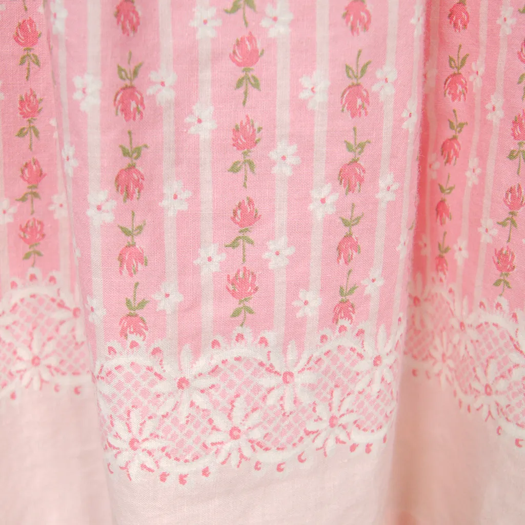 1950s Pink Roses & Lace Dress