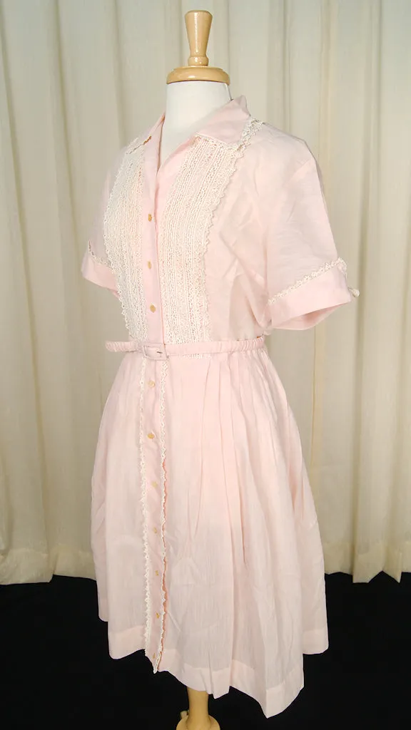 1950s Pink Shirtwaist Dress