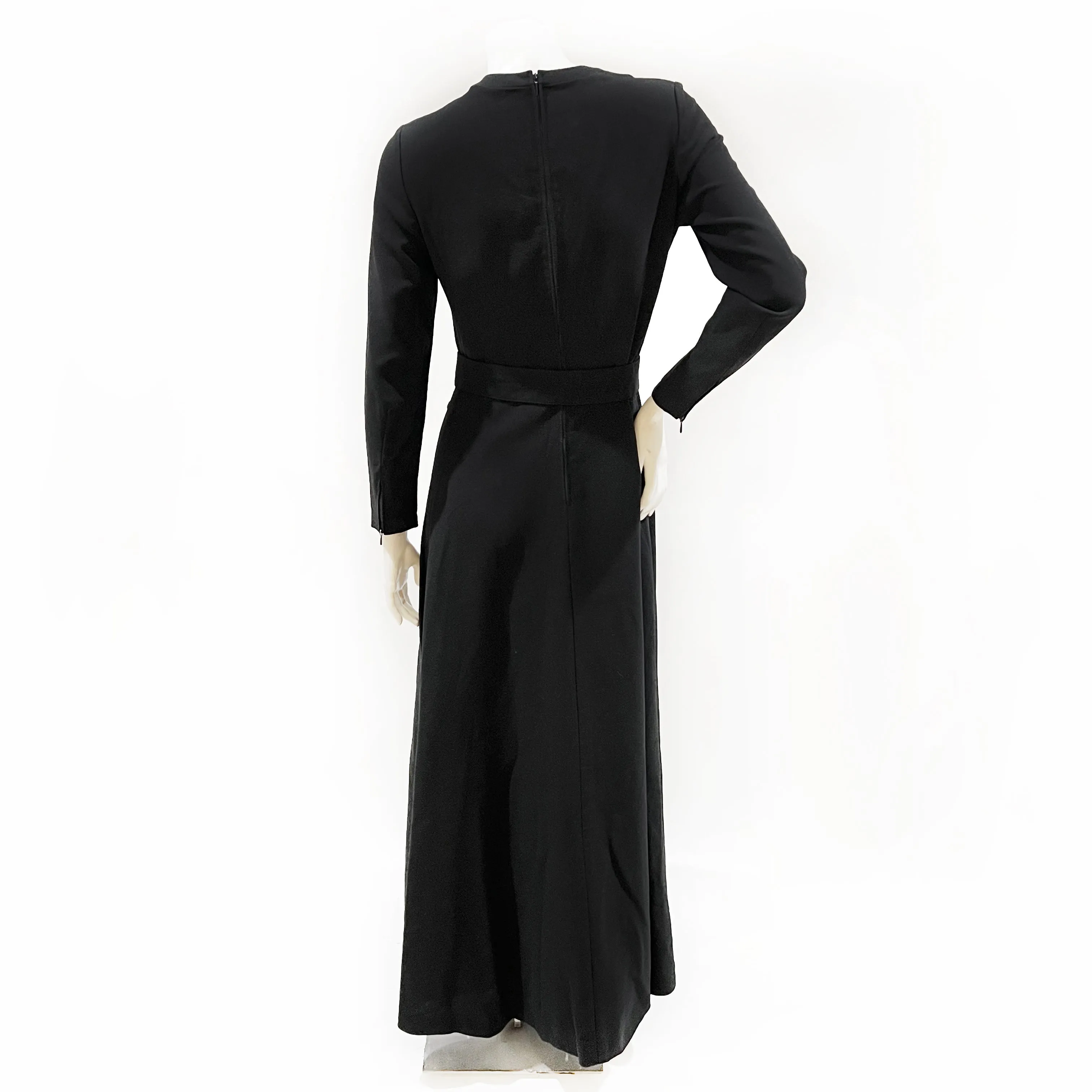 1974 Black Wool Blend Cut Out Maxi Dress