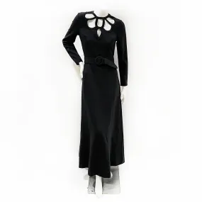 1974 Black Wool Blend Cut Out Maxi Dress