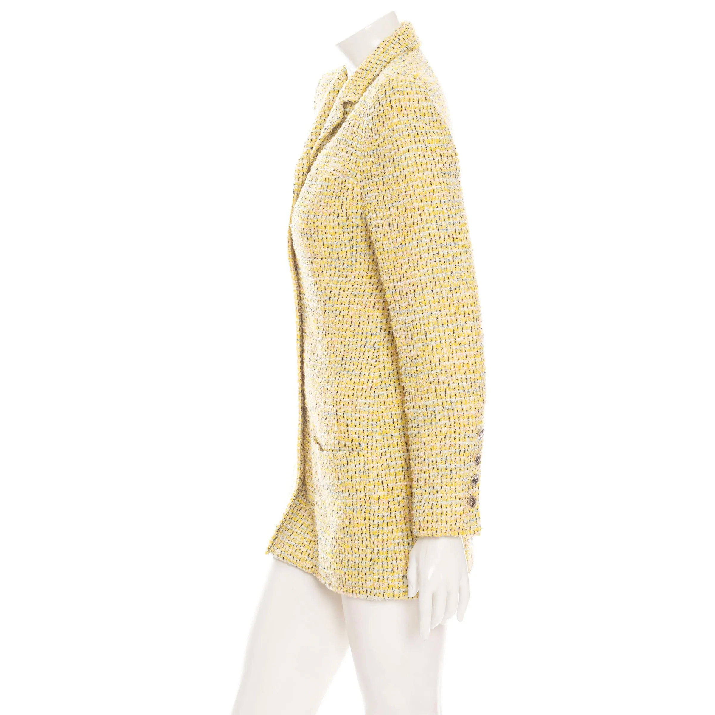 1996 Yellow Tweed Two-Piece Jacket and Skirt Suit