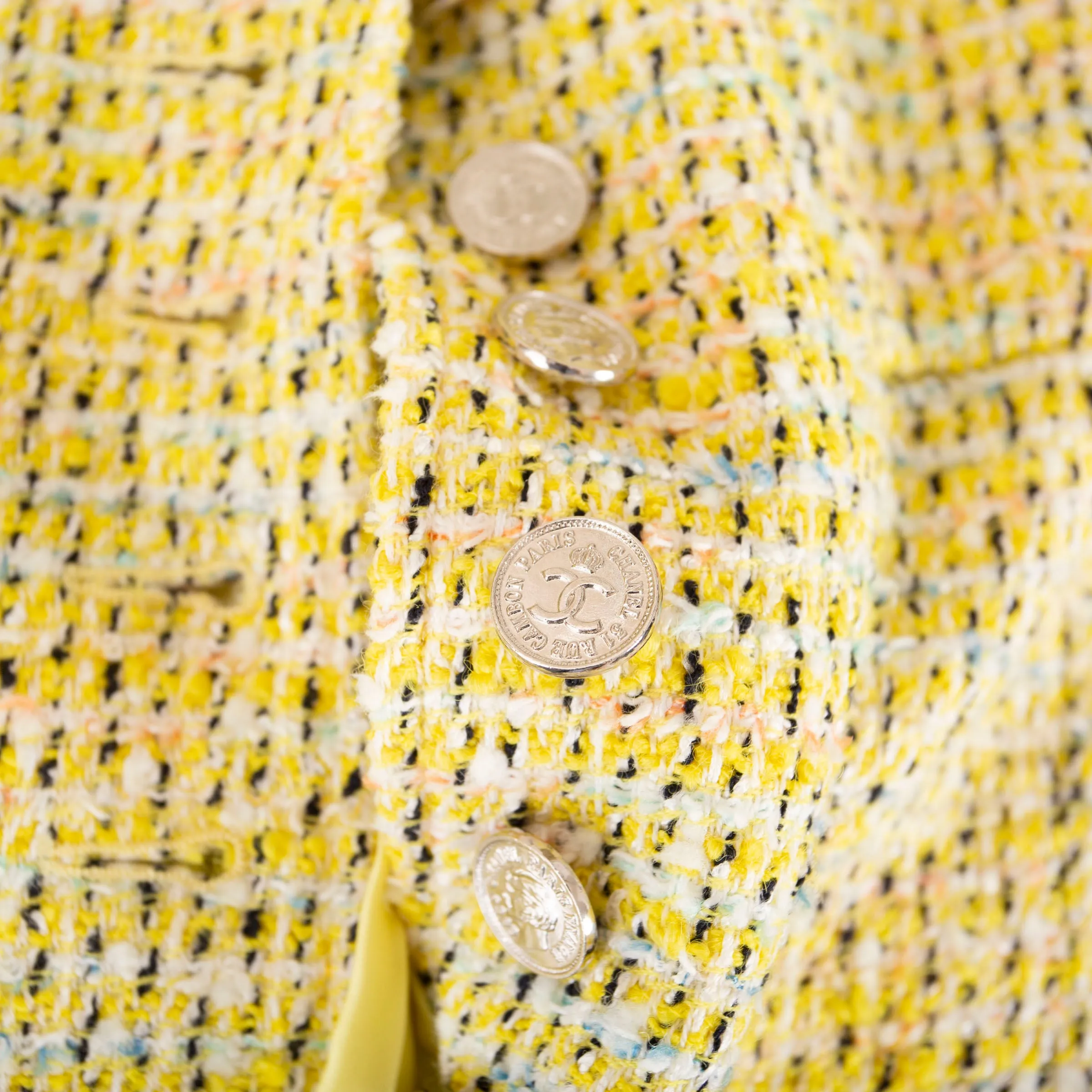 1996 Yellow Tweed Two-Piece Jacket and Skirt Suit