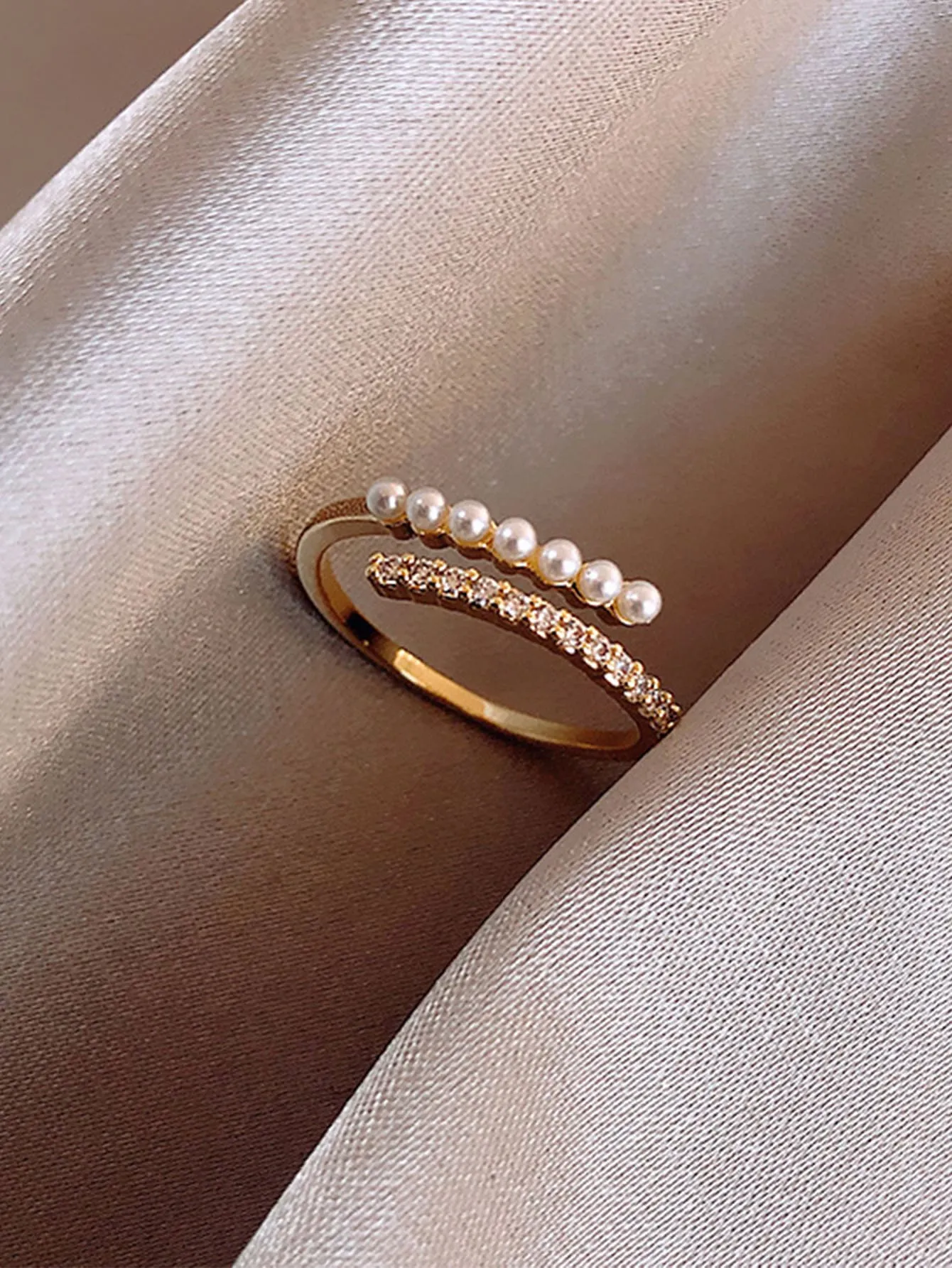 1pc Cultured Pearl Minimalist Adjustable Cuff Ring For Index Finger