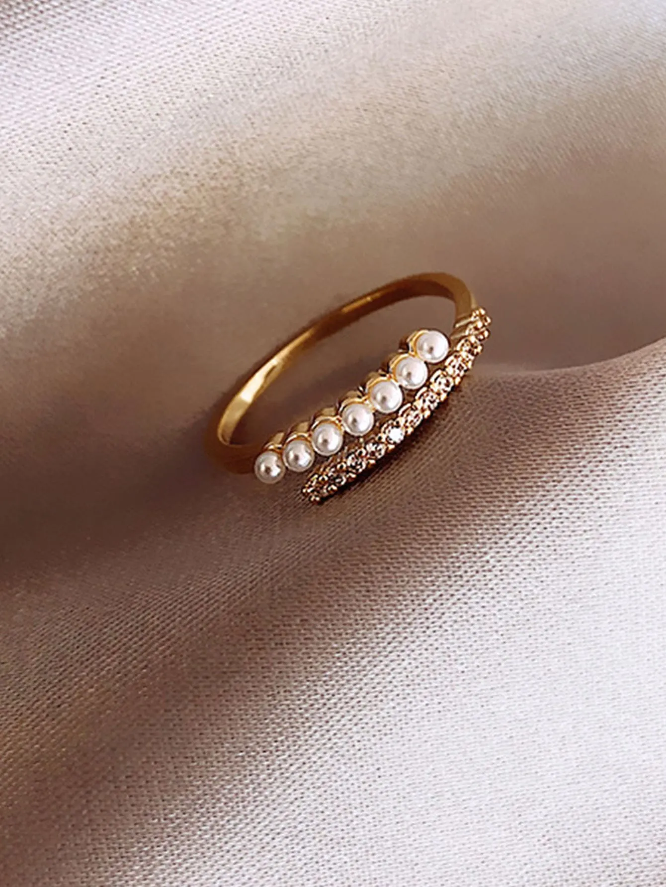 1pc Cultured Pearl Minimalist Adjustable Cuff Ring For Index Finger