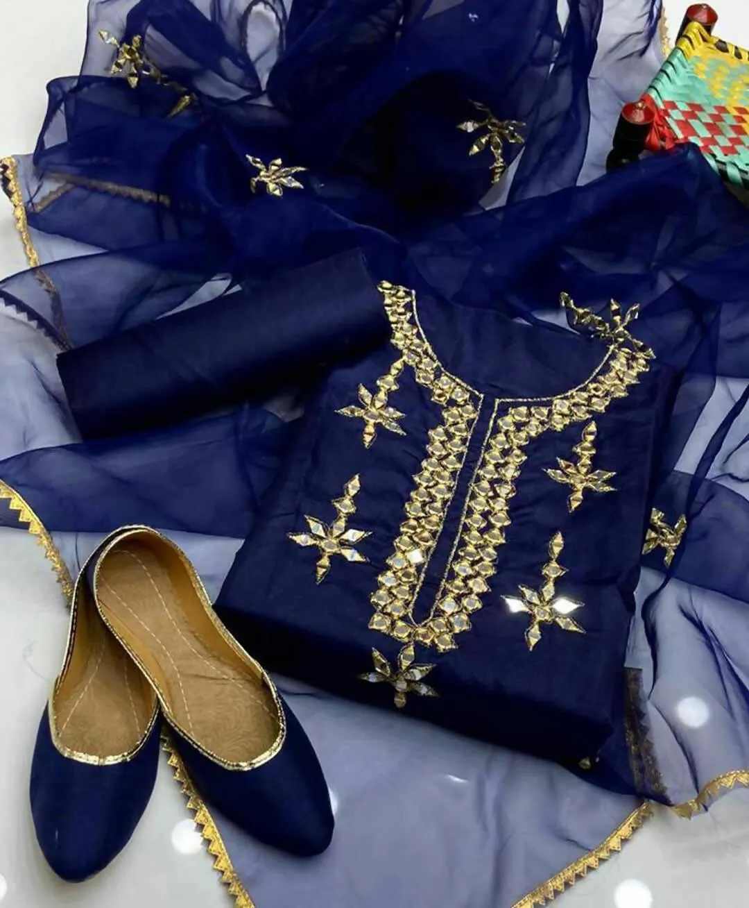 3 PC Unstitched Khatan Shirt & Trouser With Organza Dupatta