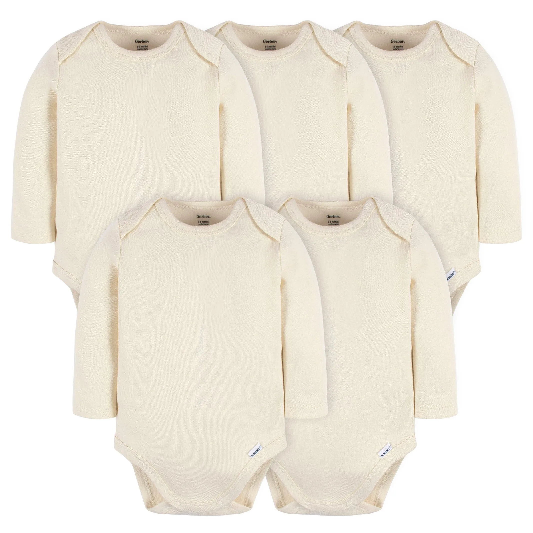 5-Pack Baby Natural Premium Long Sleeve Onesies Bodysuits