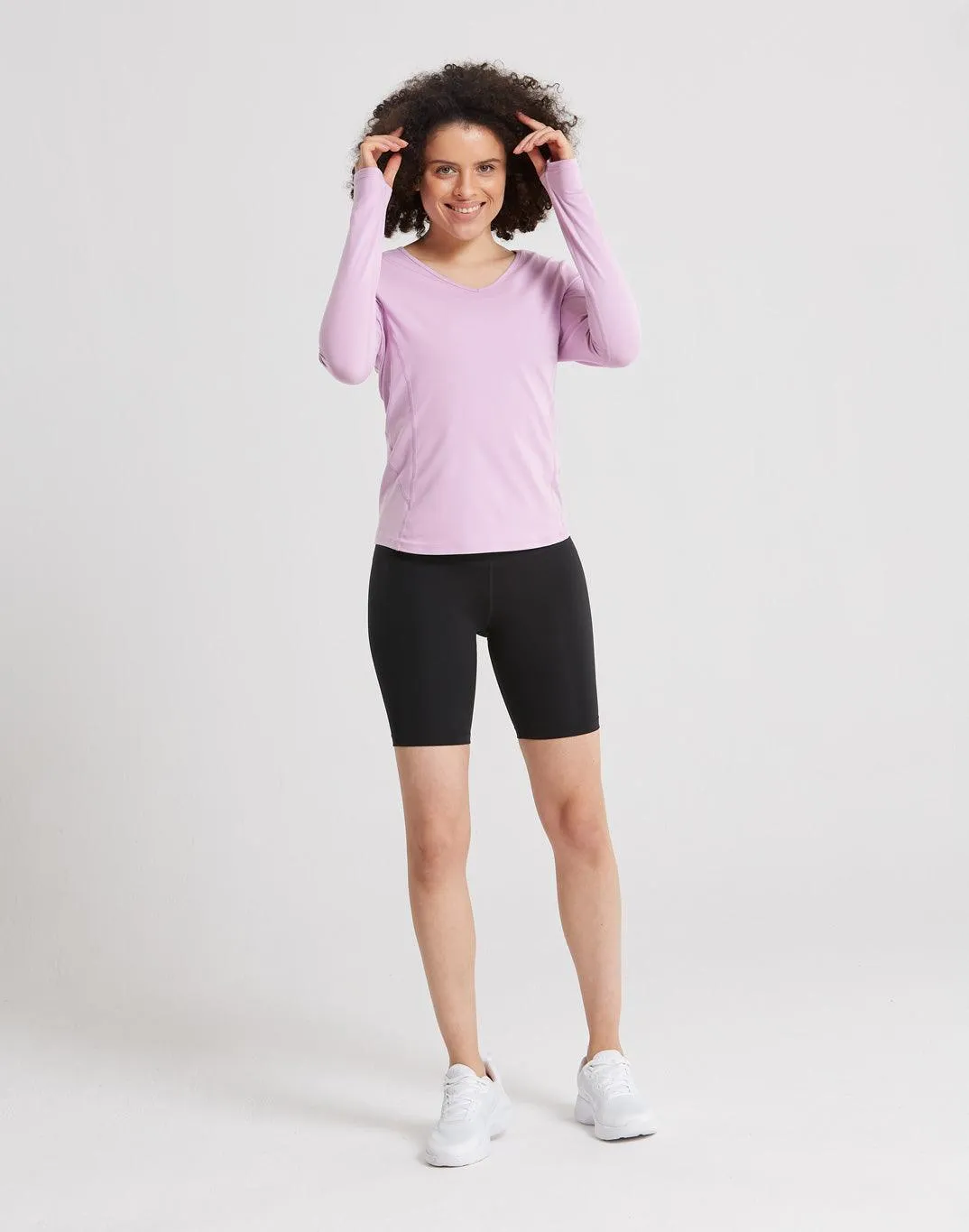 Advantage V-Neck Long Sleeve Tee in Orchid