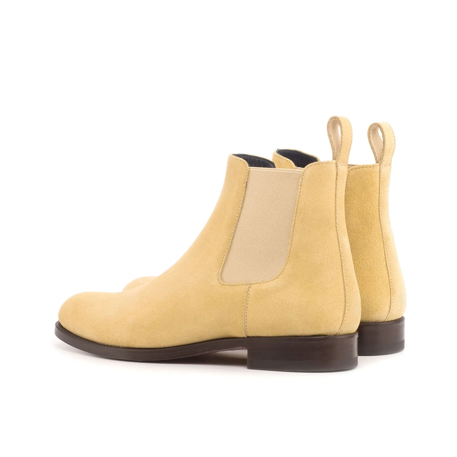 Ambrogio Bespoke Custom Women's Custom Made Shoes Sand Polished Suede Leather Chelsea Boots (AMBW1024)