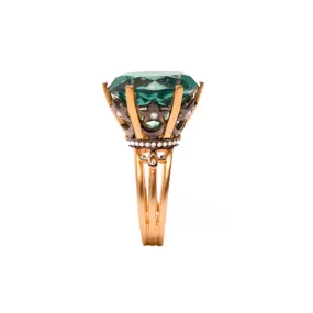 AMMANII Green Topaz Statement Crown Ring in Vermeil Gold