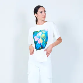 Artistic graphic t-shirt with floral design wholesale