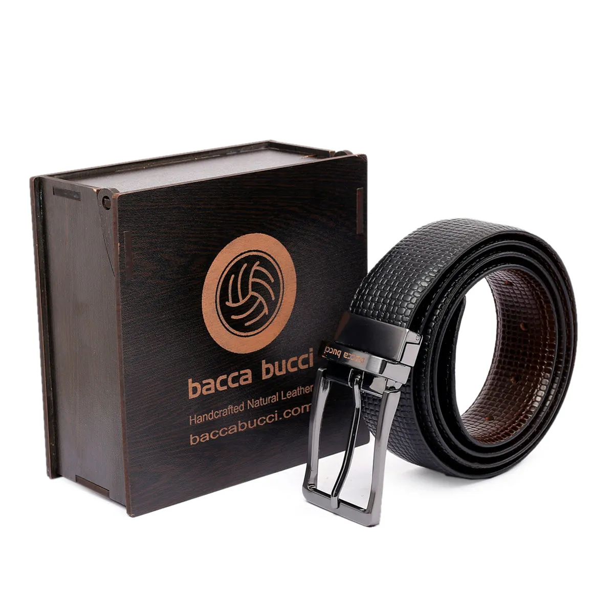 Bacca Bucci Classic Dress belt with Italian smooth Genuine leather Black & Brown