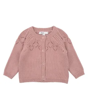 Bebe Aubrey Needle Out Knitted Cardigan - Dusky Pink