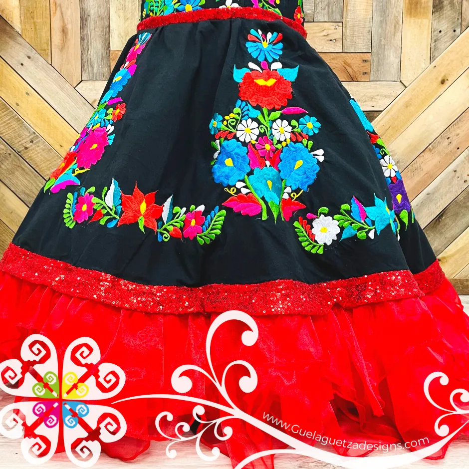 Black Puebla Party Dress - CUSTOM ORDER