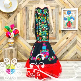 Black Puebla Party Dress - CUSTOM ORDER