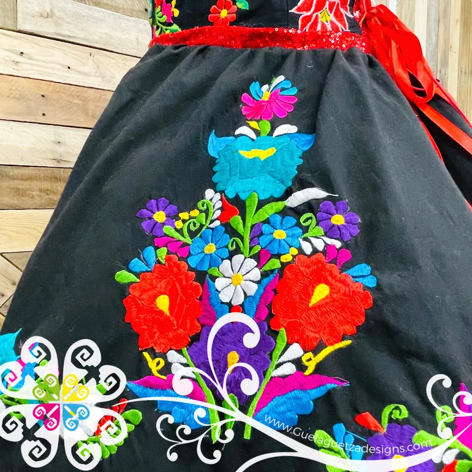 Black Puebla Party Dress - CUSTOM ORDER