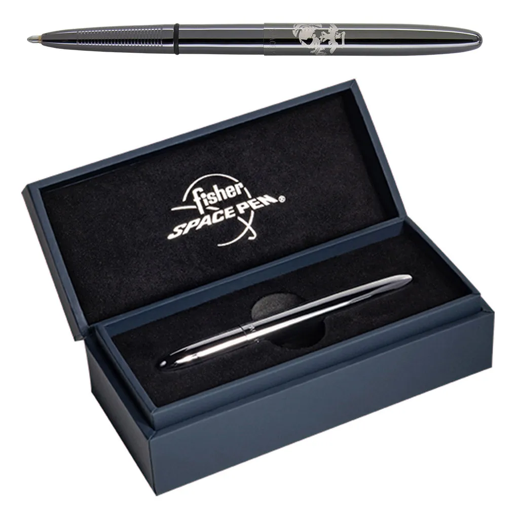 Black Titanium Space Pen With Laser Engraved U.S. Marine Corps Insignia