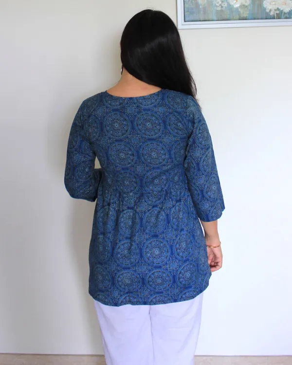 Blue Ajrakh Cotton Top