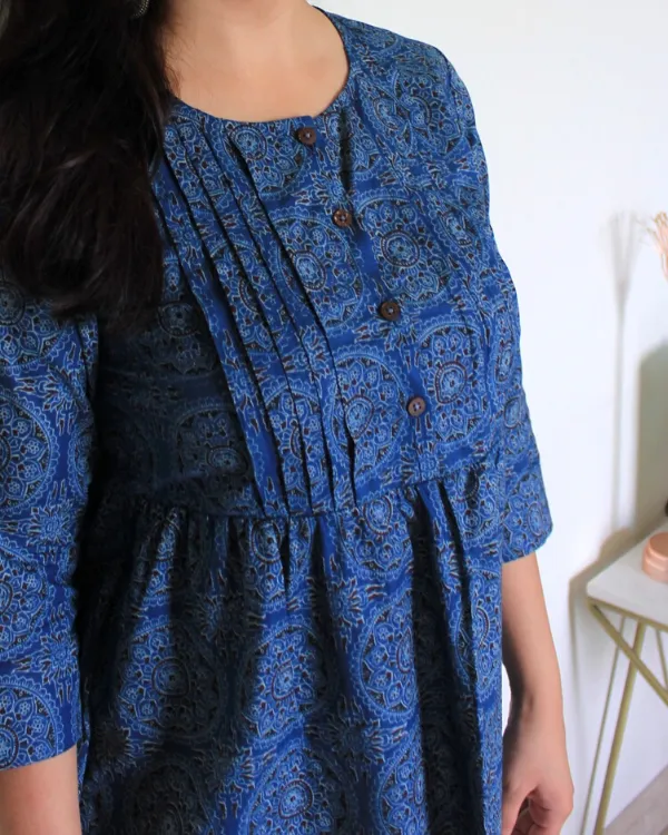 Blue Ajrakh Cotton Top