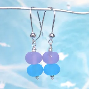 blue and purple frosted earrings