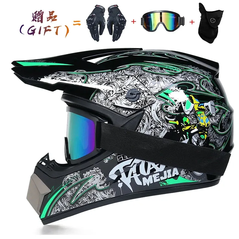 Blue Yellow Hazard 3D Full Face Motorcycle Helmet