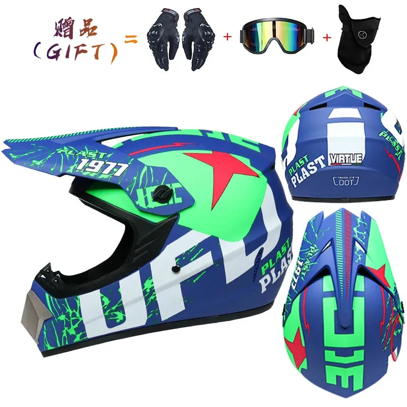 Blue Yellow Hazard 3D Full Face Motorcycle Helmet