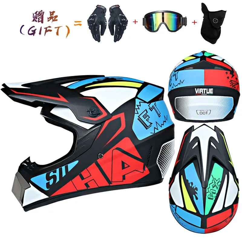 Blue Yellow Hazard 3D Full Face Motorcycle Helmet