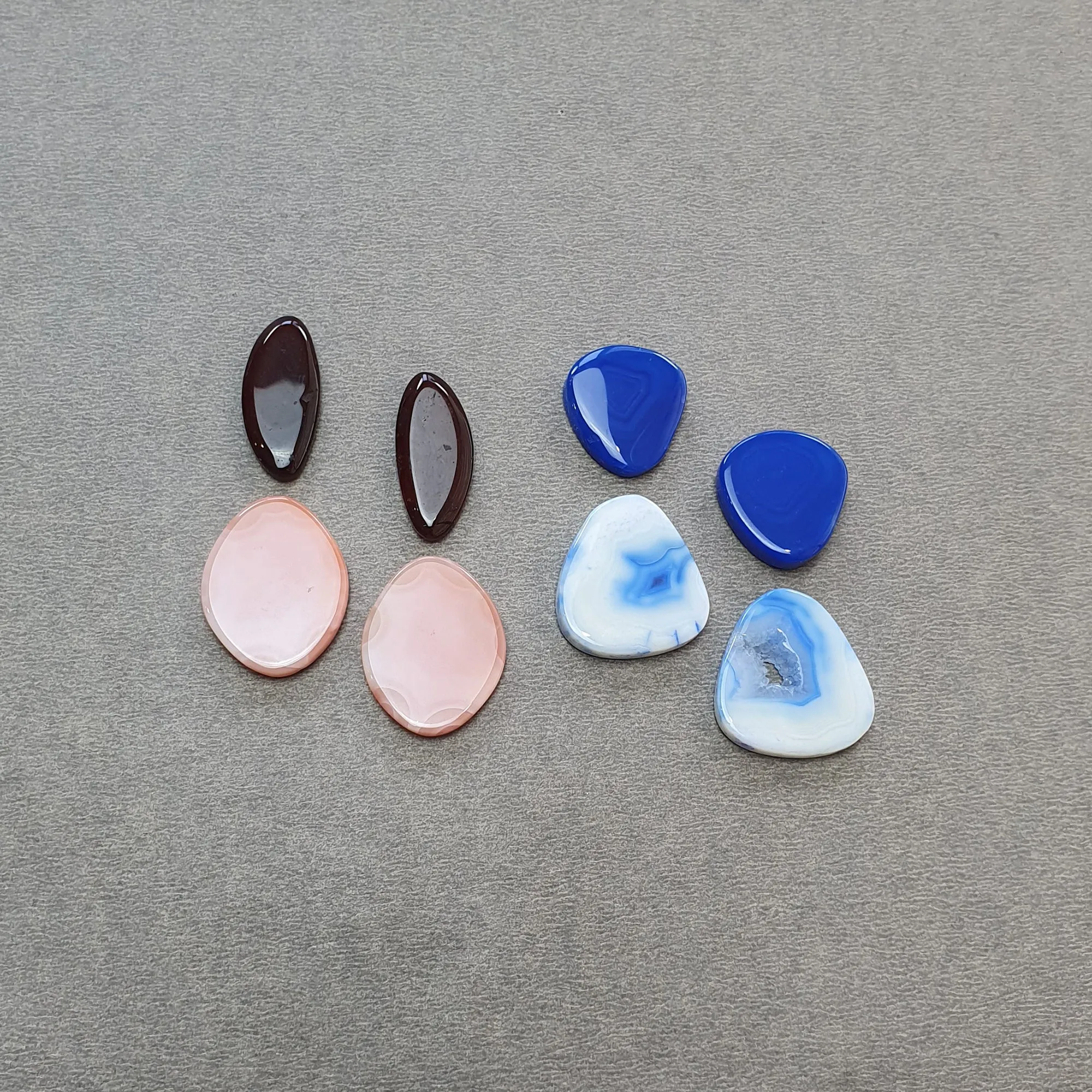 BOTSWANA AGATE Gemstone Cabochon : Natural Color Enhanced Bi-Color Agate Uneven Shape 8pcs Set