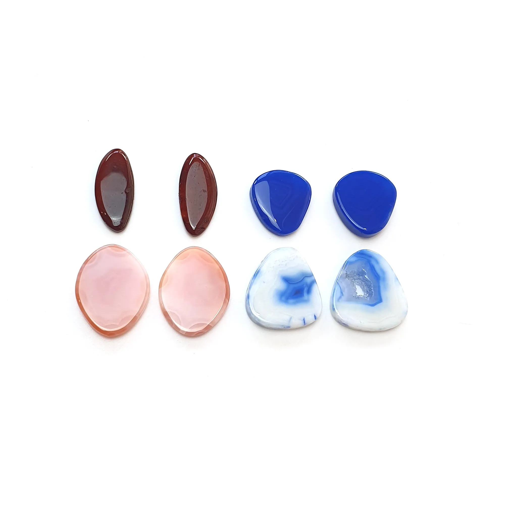 BOTSWANA AGATE Gemstone Cabochon : Natural Color Enhanced Bi-Color Agate Uneven Shape 8pcs Set