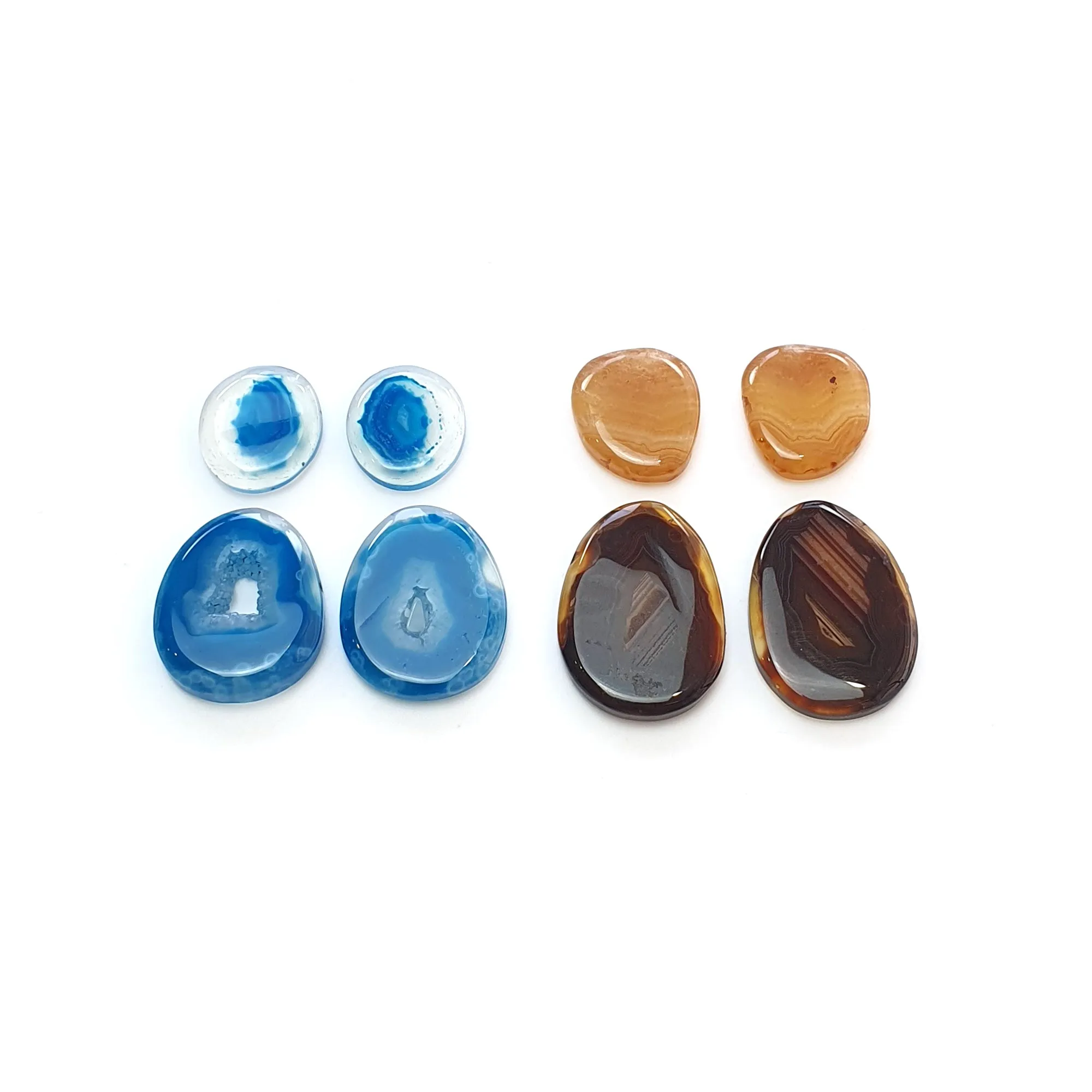 BOTSWANA AGATE Gemstone Cabochon : Natural Color Enhanced Bi-Color Agate Uneven Shape 8pcs Set