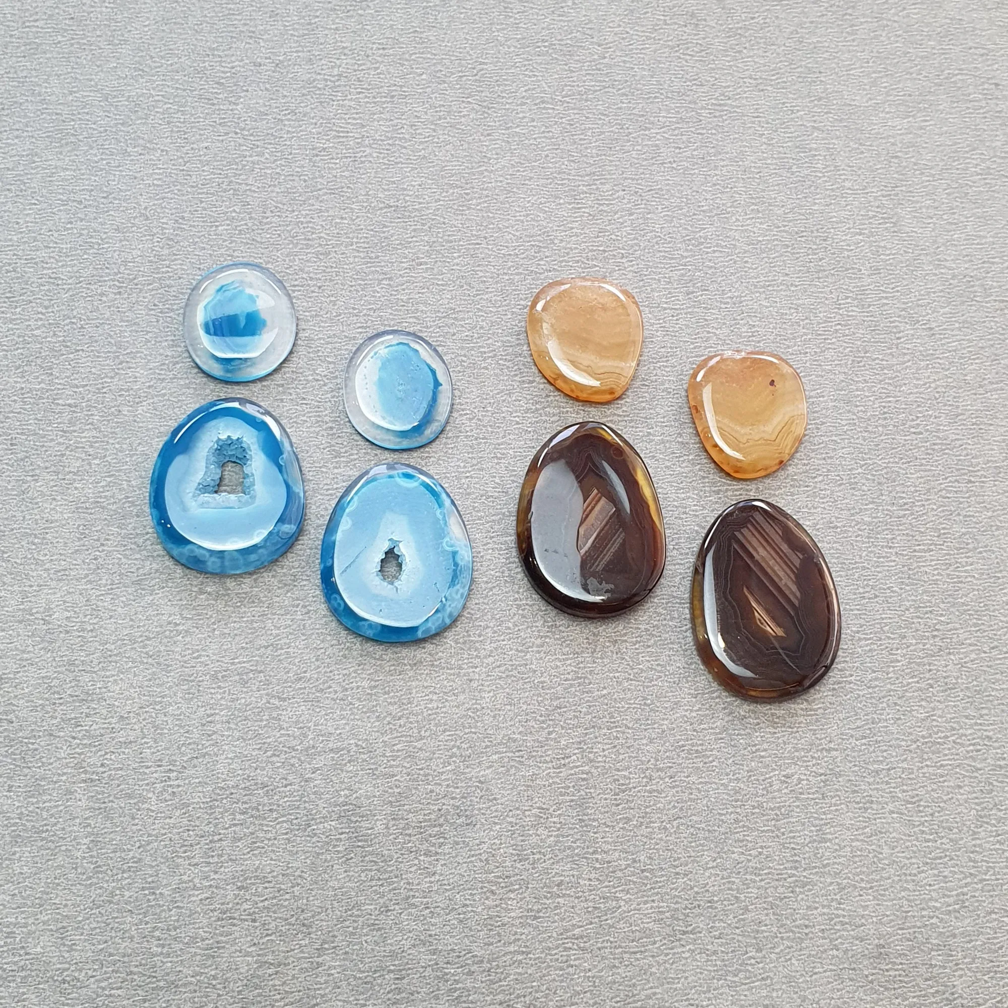 BOTSWANA AGATE Gemstone Cabochon : Natural Color Enhanced Bi-Color Agate Uneven Shape 8pcs Set