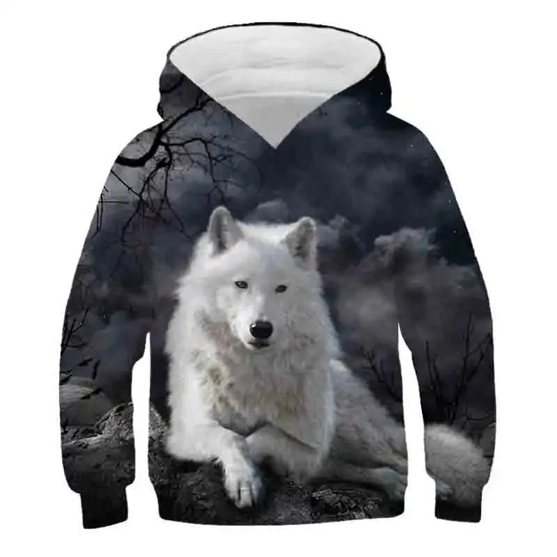 Boys 4-14Y 3D Wolf Animal Vintage Hoodies