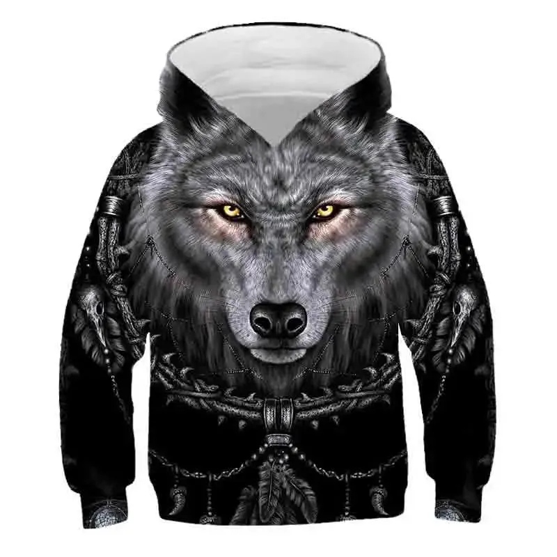 Boys 4-14Y 3D Wolf Animal Vintage Hoodies