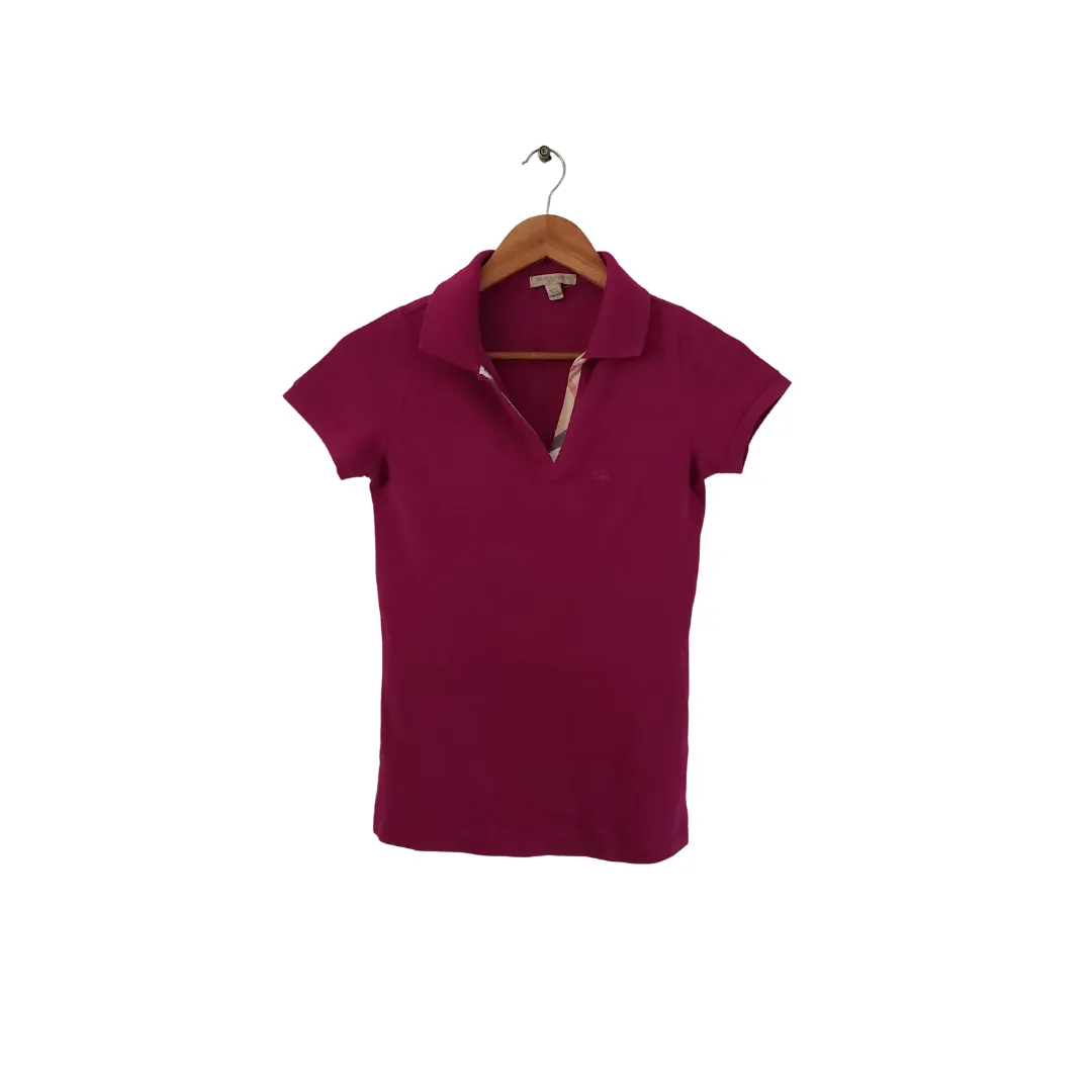 Burberry Purple Short Sleeve Polo Shirt | Gently Used |