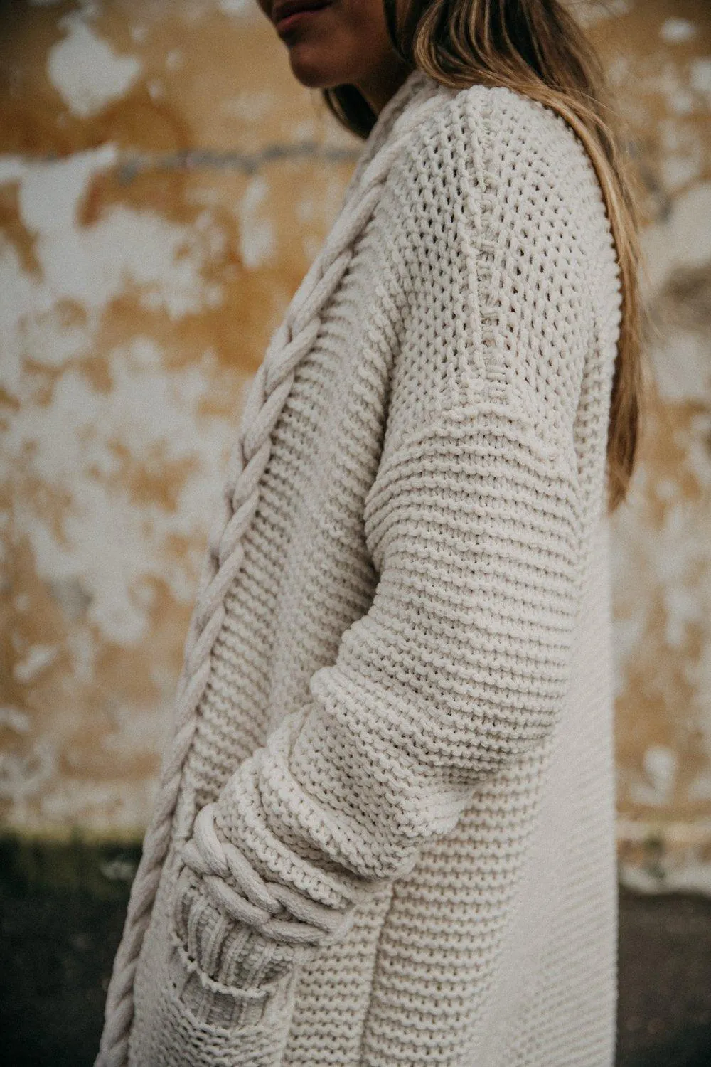 Cable Knit Cardigan Mimi in Cream